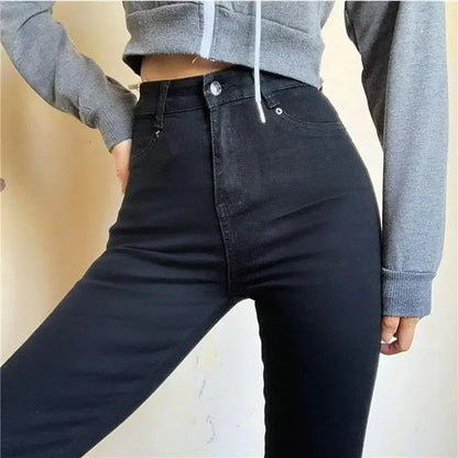 Pantalones vaqueros ajustados elásticos para mujer, pantalones de tubo