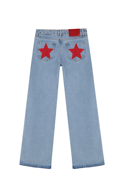 Pantalones vaqueros vintage con estampado de estrella de cinco puntas