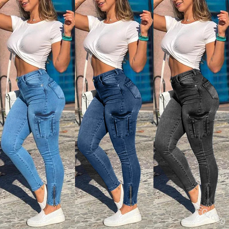 Pantalones vaqueros  para mujer, de primavera, de cintura alta