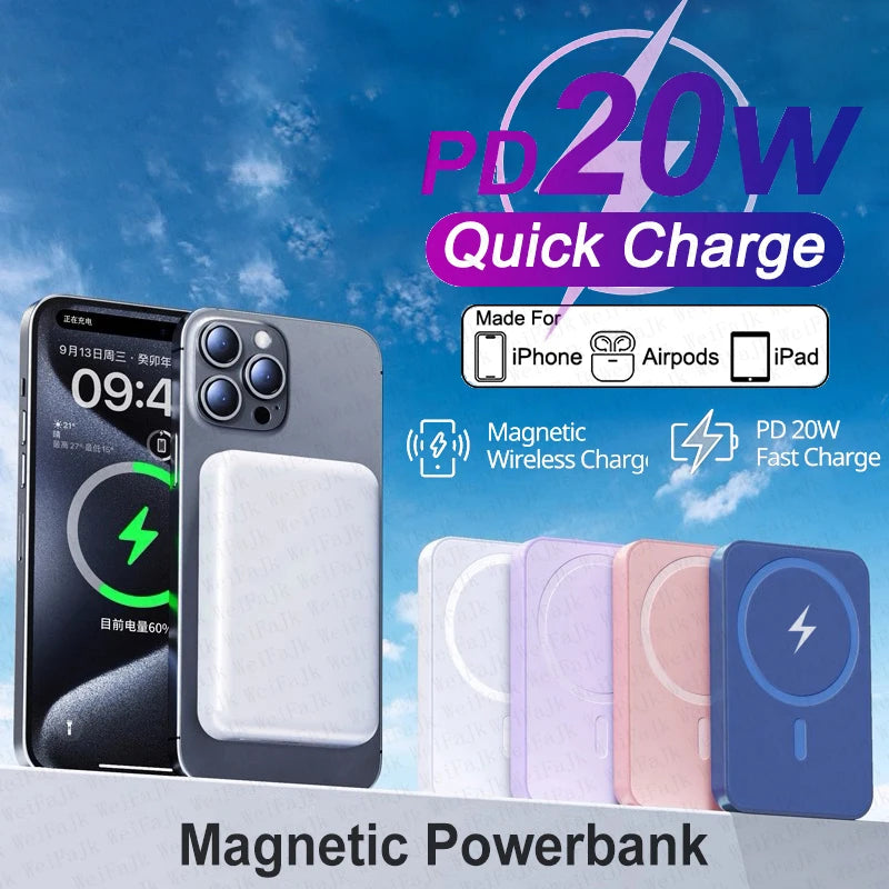 Banco de energía magnético de 20 W, batería externa de repuesto