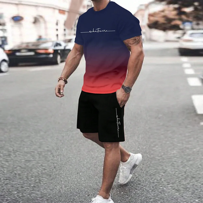 Conjunto de camiseta casual 3D para hombre, ropa deportiva de talla grande