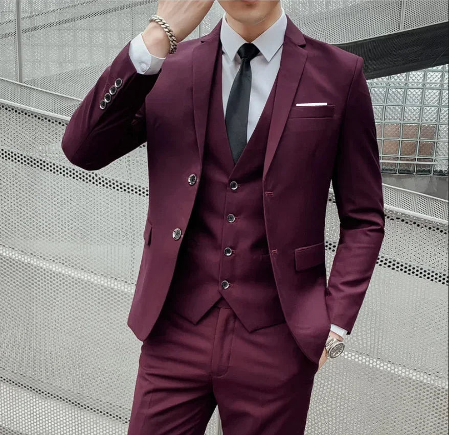Traje (Blazer + Chaleco + Pantalones) para hombre, estilo británico