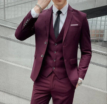 Traje (Blazer + Chaleco + Pantalones) para hombre, estilo británico