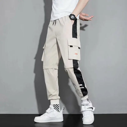 Pantalones cargo con cordón y múltiples bolsillos, pantalones cargo