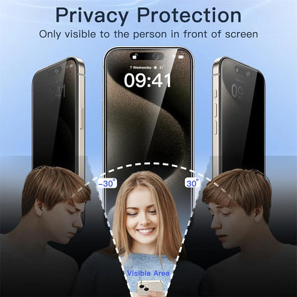 1~4 protectores de pantalla de vidrio antiespía para iPhone 17, 16, 15, 14 y 13