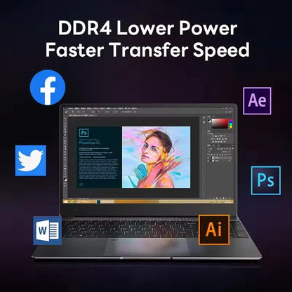 Portátil de 14,1" con Intel Celeron N5095, 16 GB DDR4, 512 GB SSD de 1 T