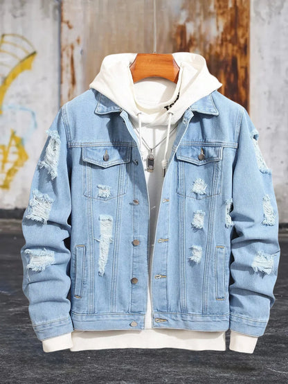 Chaqueta vaquera informal para hombre, estilo urbano
