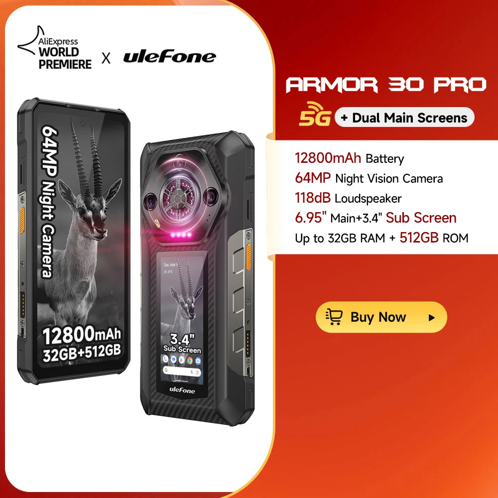 Ulefone Armor 30 Pro 5G - Teléfono robusto Android (6,95", 120 Hz, 512 GB