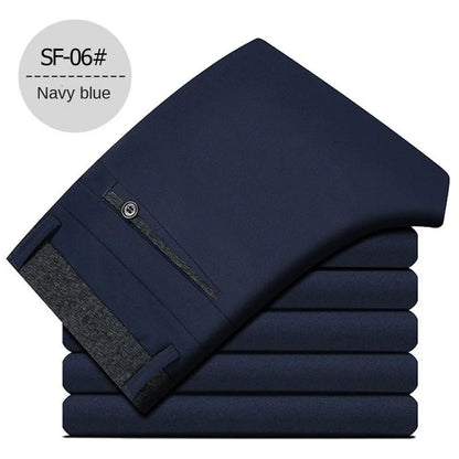 Pantalones de vestir de moda para hombre, negros, rectos, informales