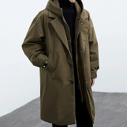 Gabardina larga a prueba de viento de color sólido, nueva moda de primavera