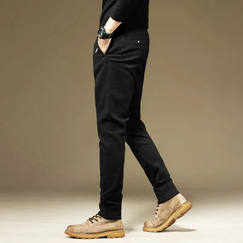 Pantalones KUBRO para hombre, informales, de algodón, color liso