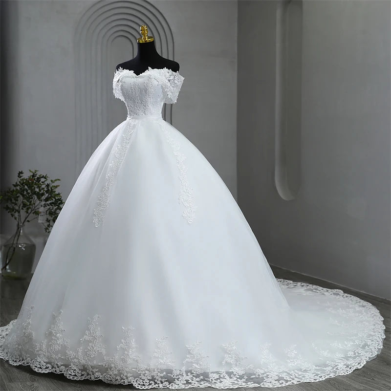 Vestidos de novia blancos de talla grande, vestidos de novia con hombros
