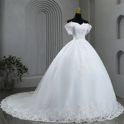 Vestidos de novia blancos de talla grande, vestidos de novia con hombros