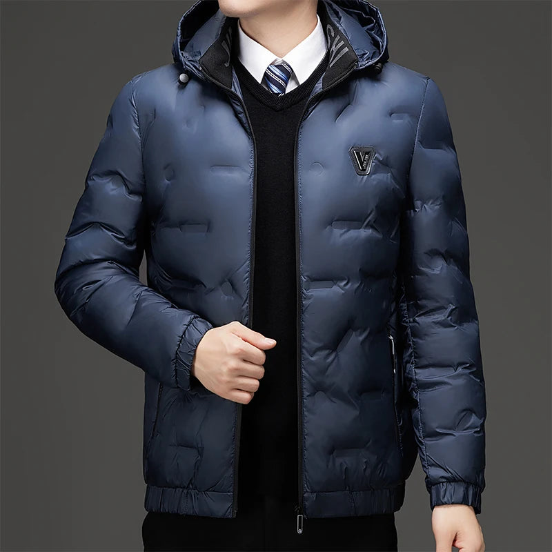 Parkas informales ajustadas con capucha para hombre, moda de otoño