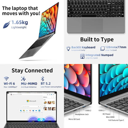 Portátil TECLAST F16Pro de 15,6 pulgadas, 16 GB de RAM, 512 GB de SSD