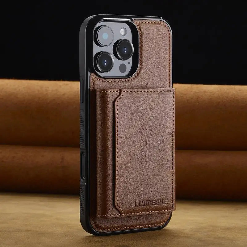 Funda de cuero para iPhone 16 Pro Max 16E, lujosa funda tipo cartera