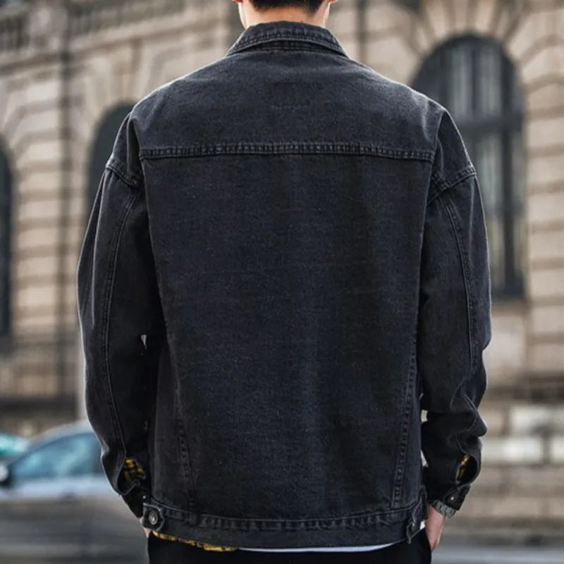 Chaqueta vaquera de carga para hombre, otoño, con bordado