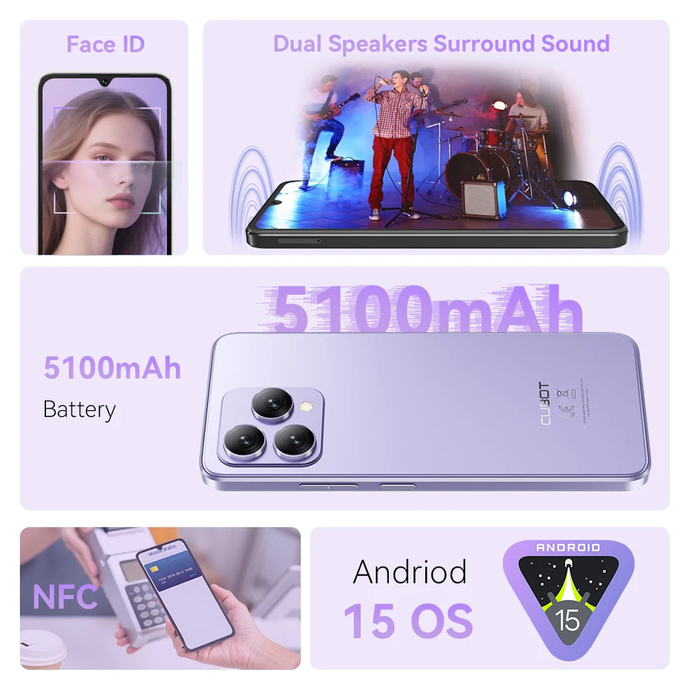 Smartphone Cubot A40, Android 15, 12 GB de RAM + 256 GB de ROM