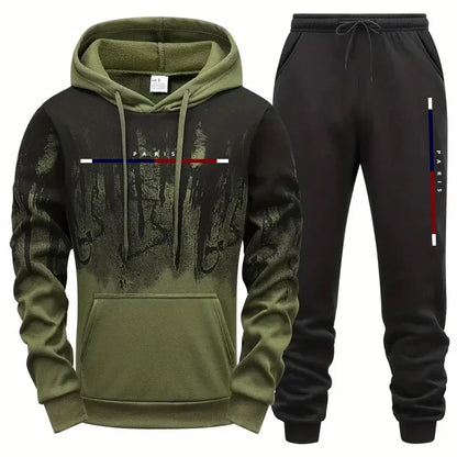 Conjunto de chándal con capucha de 2 piezas para hombre, de moda