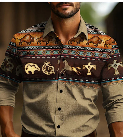 Camisa de manga larga estilo occidental para hombre, nueva, ajustada