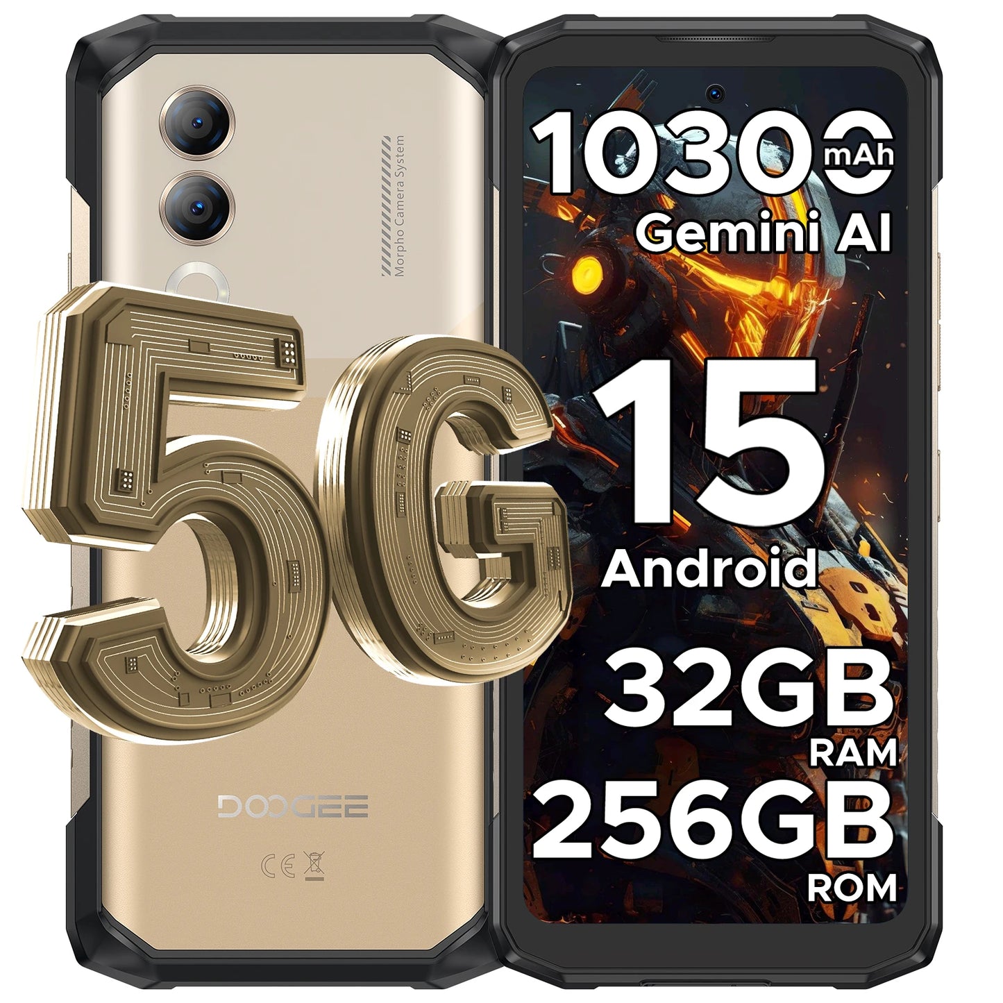 Doogee Blade20 Turbo 5g - Teléfono robusto con Android 15 Gemini, 6,6'', HD+