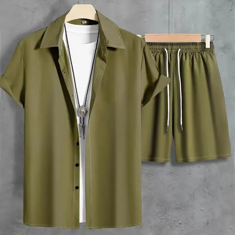 Conjunto de pantalones cortos de manga corta de verano para hombre