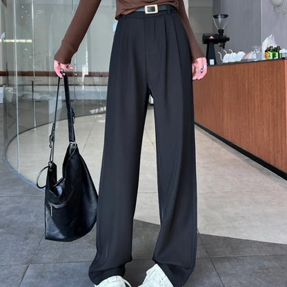 Pantalones anchos y cintura alta para mujer