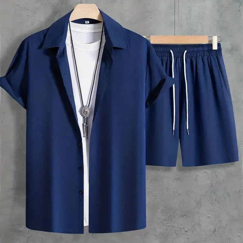 Conjunto de pantalones cortos de manga corta de verano para hombre