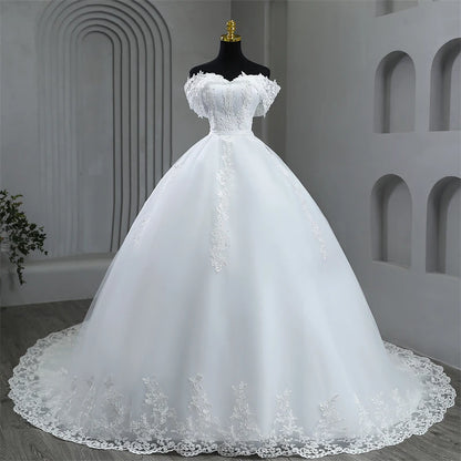 Vestidos de novia blancos de talla grande, vestidos de novia con hombros