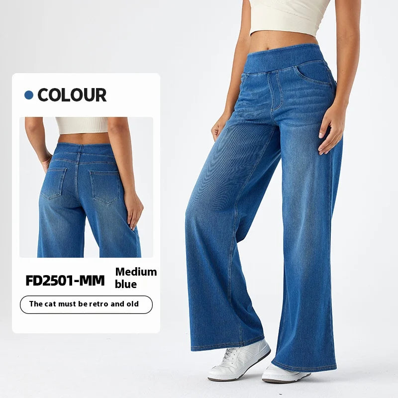 Pantalones vaqueros anchos de talla grande para mujer