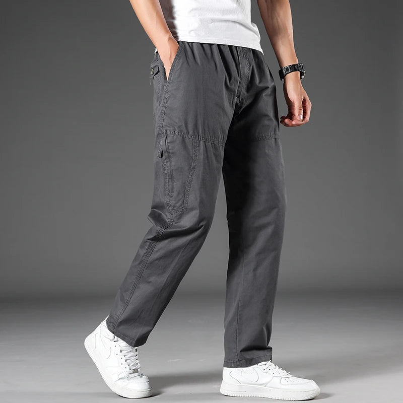 Pantalones cargo 95 % algodón para hombre, ropa de trabajo de verano