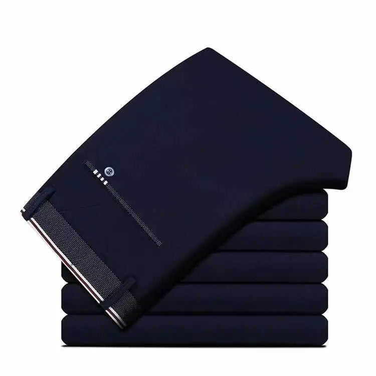 Pantalones de vestir de moda para hombre, negros, rectos, informales