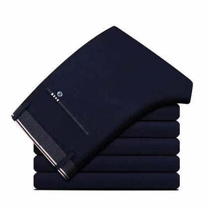 Pantalones de vestir de moda para hombre, negros, rectos, informales
