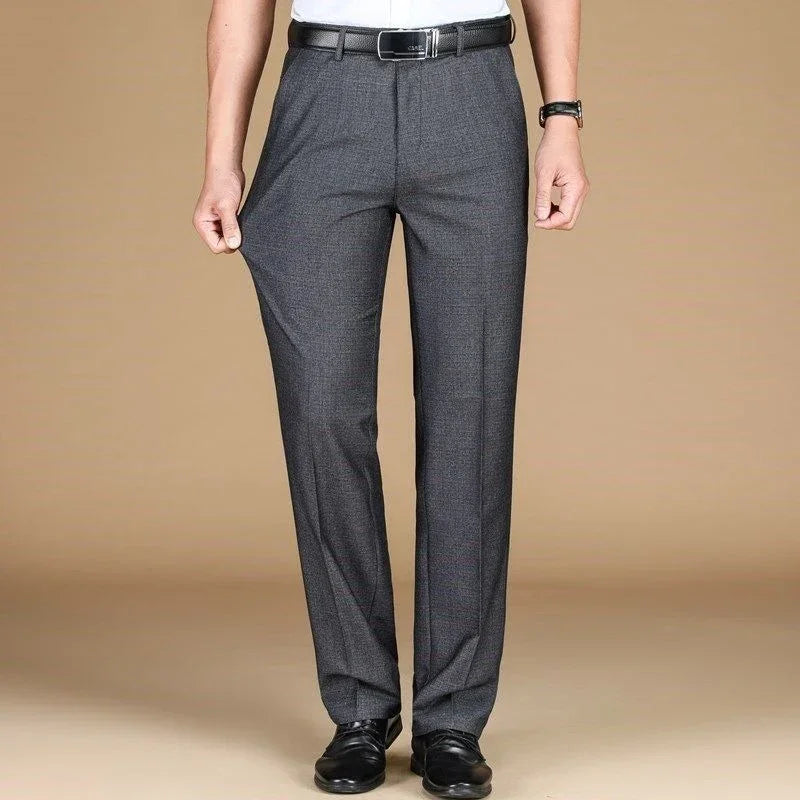 Pantalones de traje de negocios para hombre, de pierna estrecha y recta