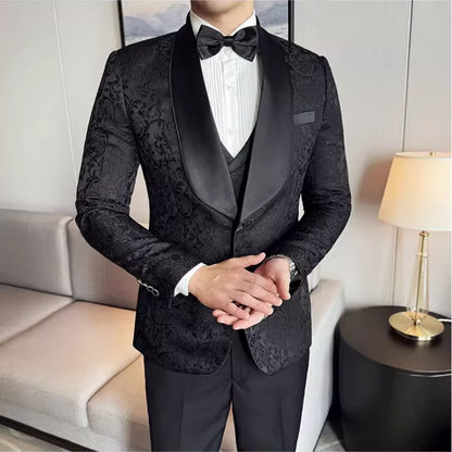 Traje de tres piezas informal de negocios de estilo británico para hombre