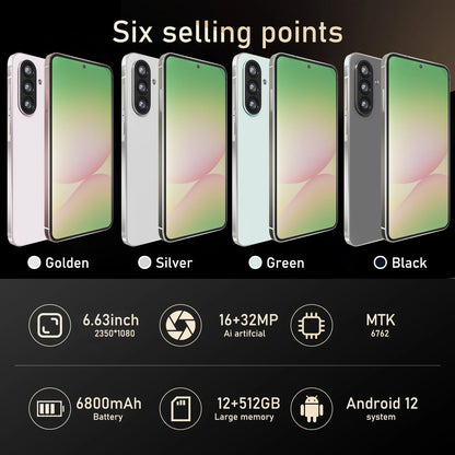 Versión global A56 Smartphone Android, 6.8 pulgadas, 12 GB de RAM