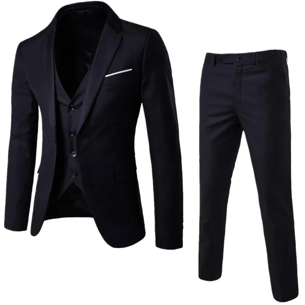 Traje de tres piezas para hombre, estilo formal de negocios, corte entallado