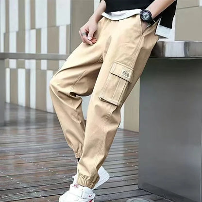 Pantalones cargo con cordón y múltiples bolsillos, pantalones cargo