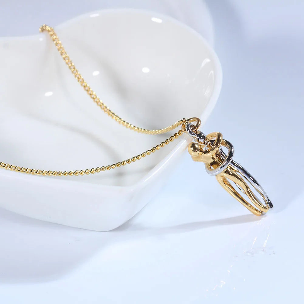 Collar de moda con colgante de abrazo para hombre y mujer, gargantilla