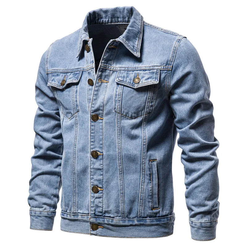 Chaquetas vaqueras lisas de otoño 2025 para hombre, chaquetas vaqueras