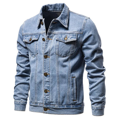 Chaquetas vaqueras lisas de otoño 2025 para hombre, chaquetas vaqueras