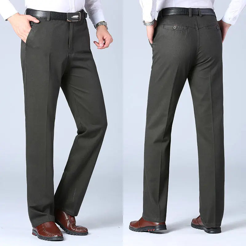 Pantalones de traje de algodón para hombre, elegantes, informales