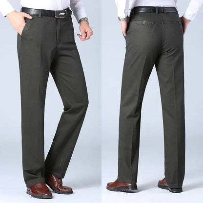 Pantalones de traje de algodón para hombre, elegantes, informales