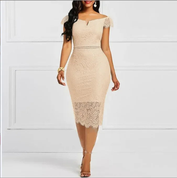 Elegante vestido de encaje para fiesta de noche, boda, para mujer