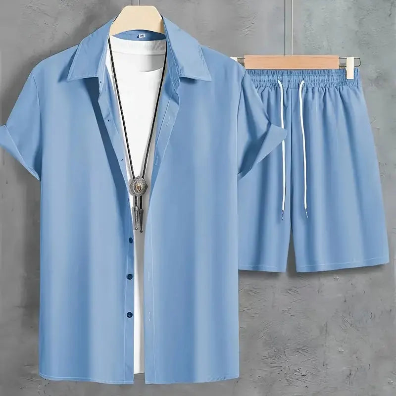 Conjunto de pantalones cortos de manga corta de verano para hombre