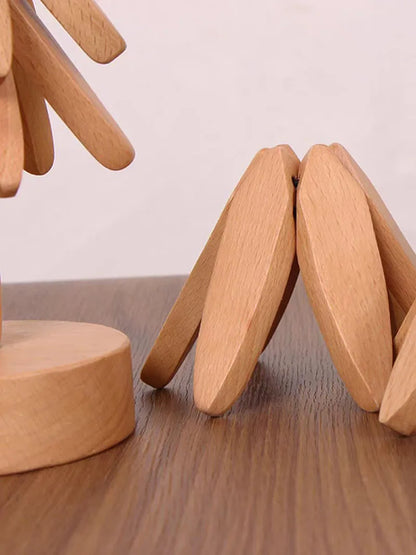 4 salvamanteles de madera con diseño de árbol, decorativos, antiescaldaduras