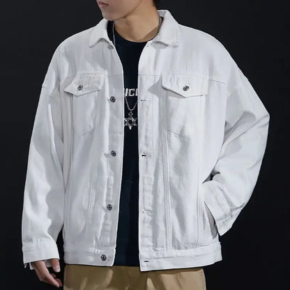 Chaqueta vaquera de otoño para hombre, abrigos vaqueros