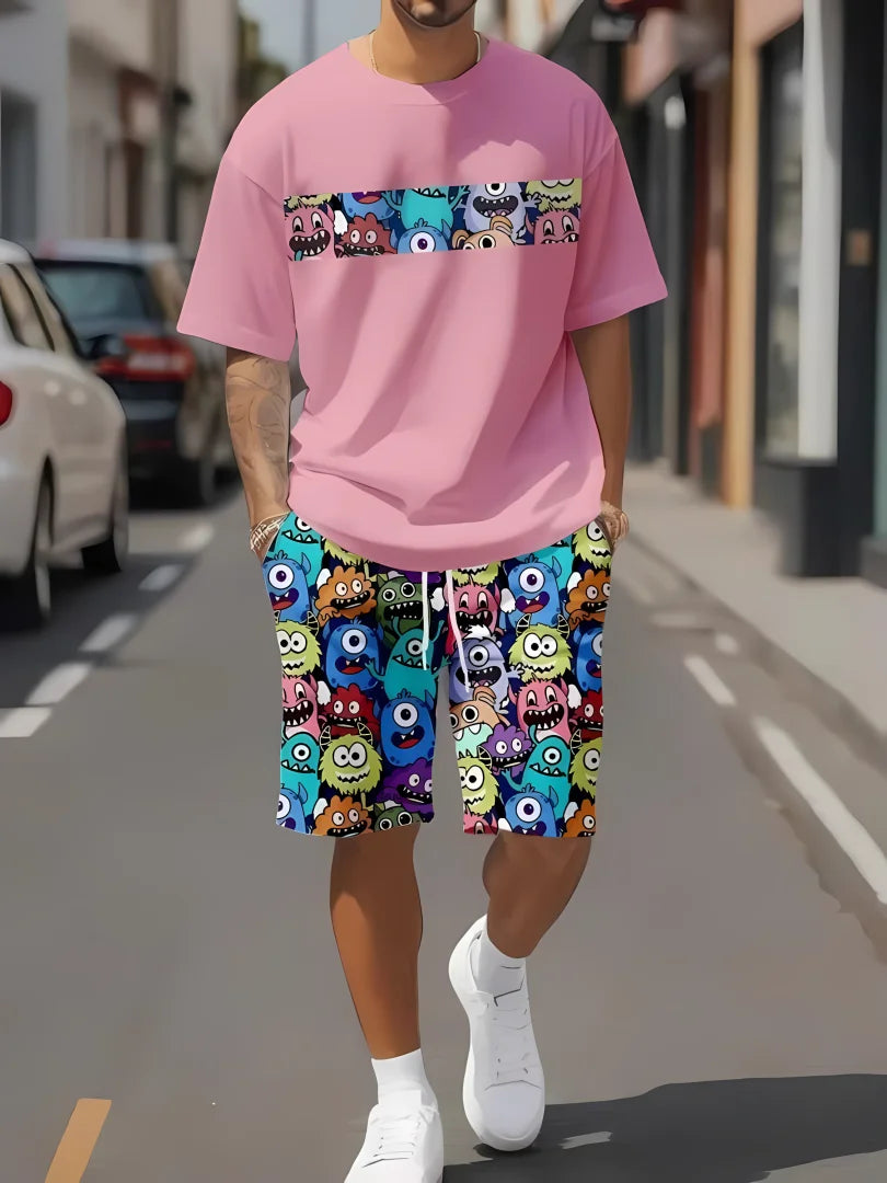 Conjunto informal de verano con estampado de dibujos animados
