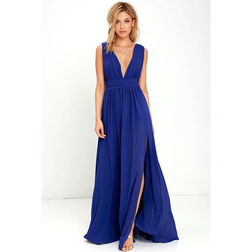 Vestido maxi sexy sin espalda de verano para mujer, de malla
