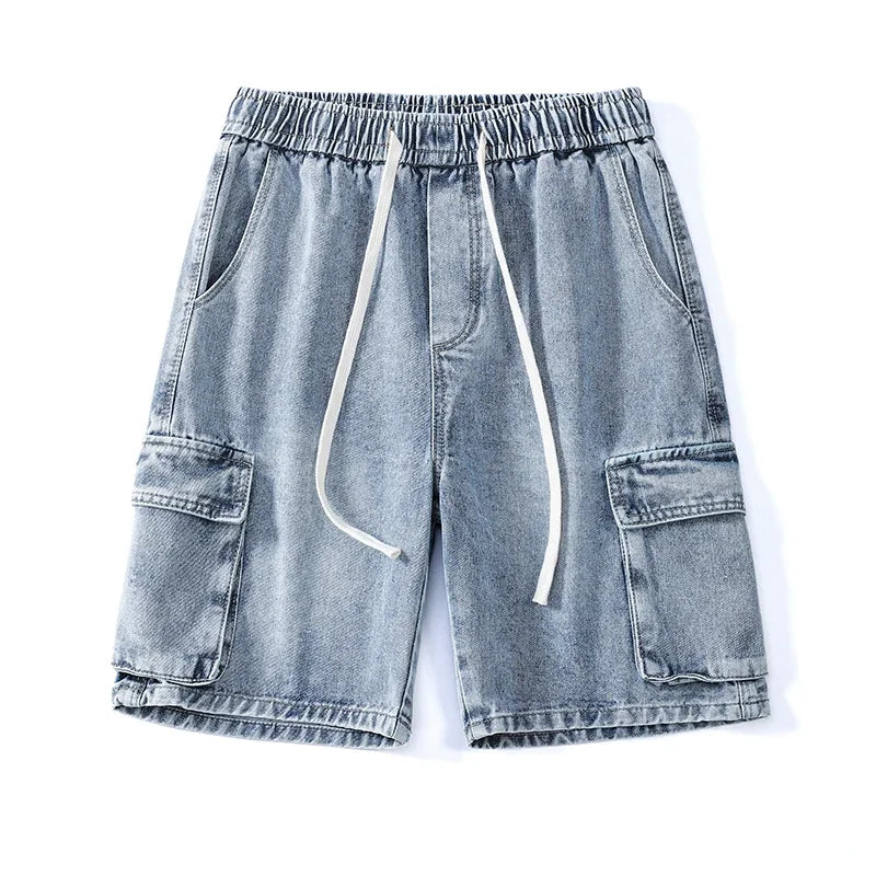 Pantalones vaqueros cortos cargo de verano para hombre, con bolsillos